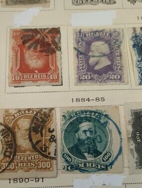 20 1800's Antique Brazilian Stamps- Album Page